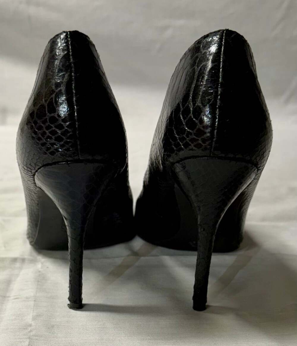 Sam & Libby Black Faux Snake Skin Pointed Toe Stiletto Pumps - Picture 4 of 10